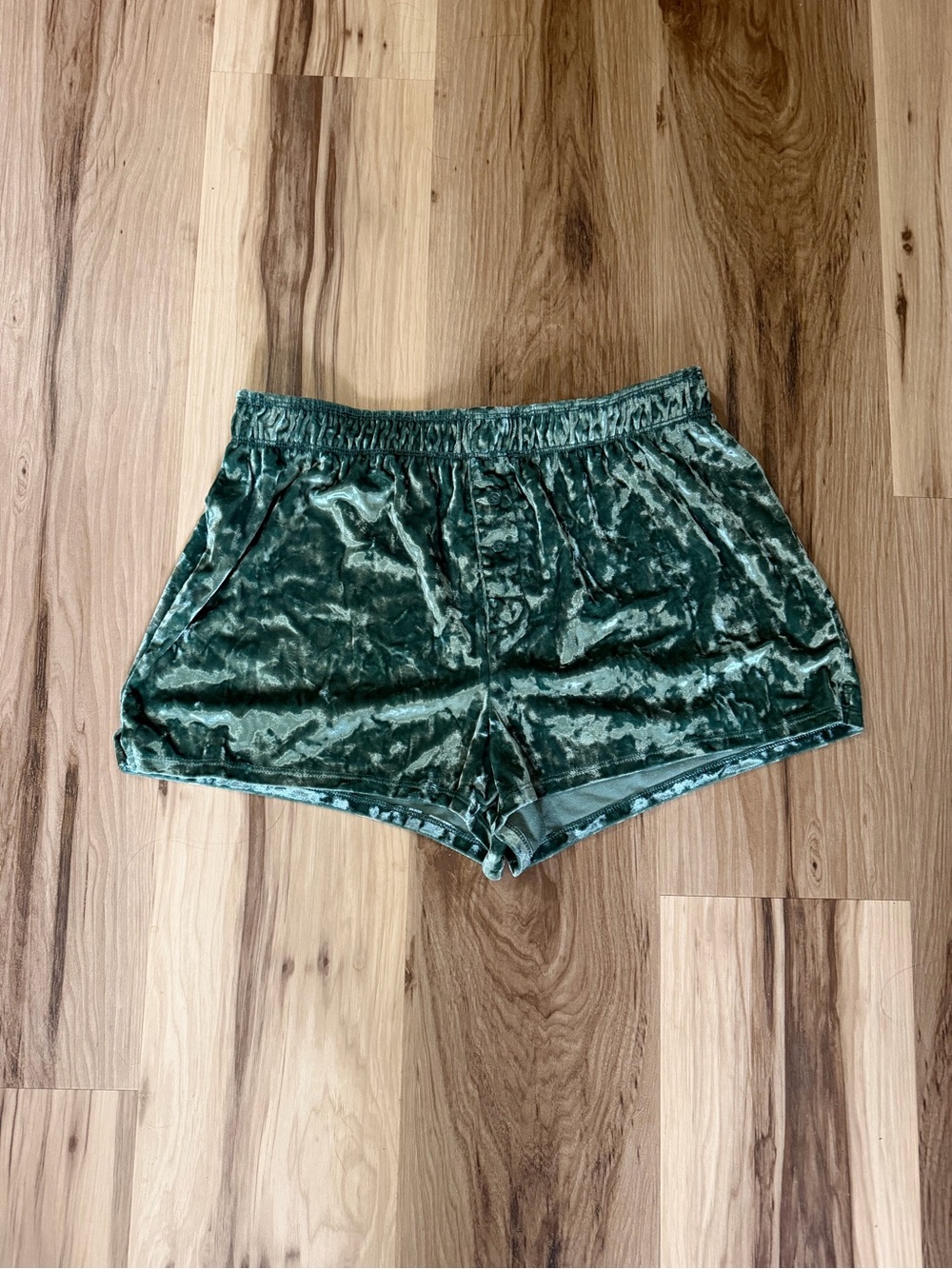 PINK Victoria's Secret Crushed Velvet Lounge Shorts - Emerald Green